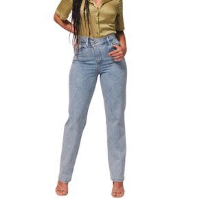 CROSSOVER CURVE LOVE HIGH RISE 90S STRAIGHT JEAN | ABERCROMBIE AND FITCH | 10/30